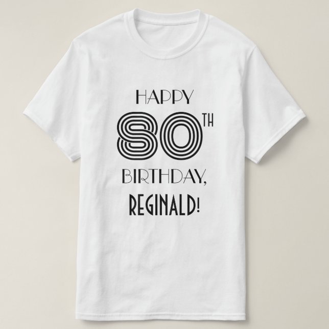 Camisa de festa de aniversário de 80 anos com visu (Frente do Design)