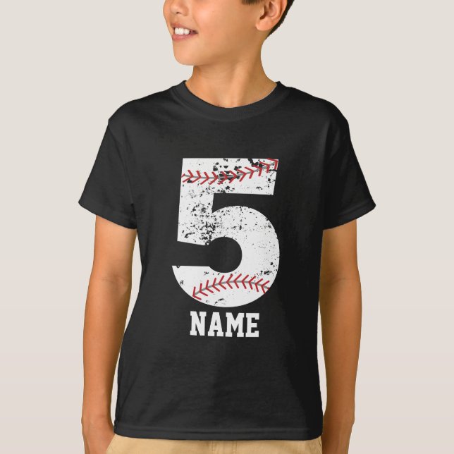Camisa de festa de aniversário de basebol de 5 (Frente)