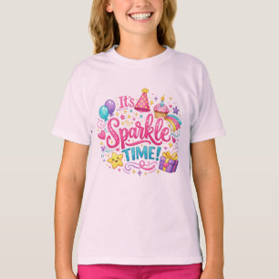 Camisa de festa de aniversário de meninas com bril