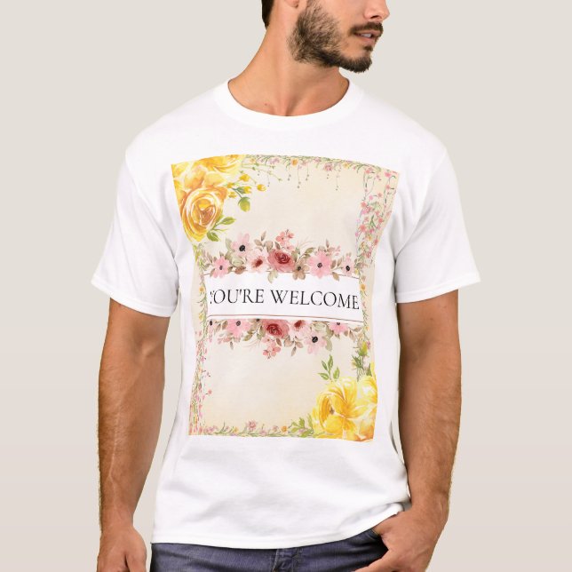 Camisa de festa de casamento com flores em aquarel (Frente)