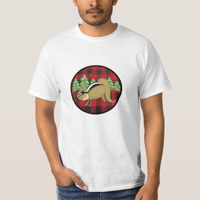 Camisa de Festa do Esquilo Listrado de Xadrez Búfa (Frente)