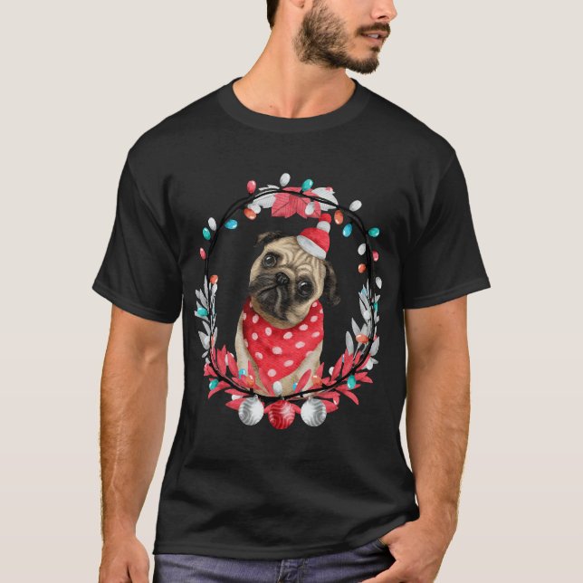 Camisa de festival de Natal 2022 com cachorro pug (Frente)