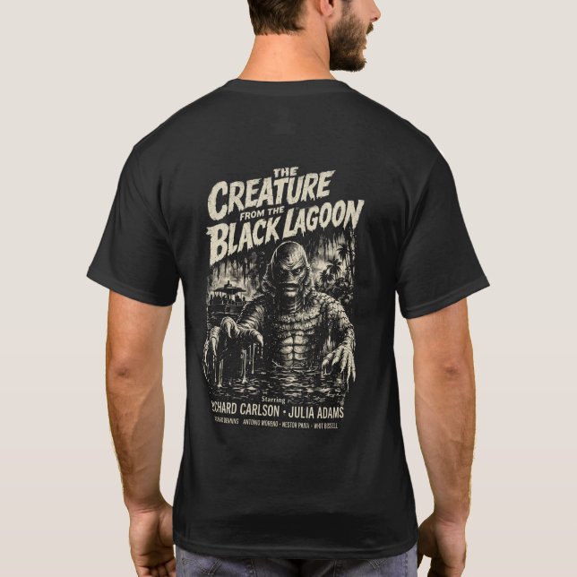 Camisa de Filme de Terror da Criatura da Lagoa Neg (Verso)