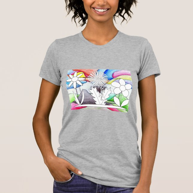 Camisa de flores colorida das mulheres (Frente)