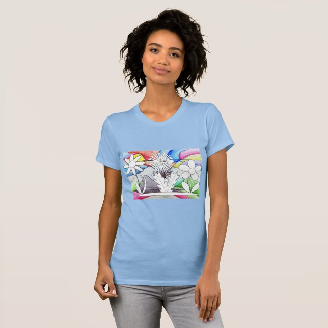 Camisa de flores colorida das mulheres (Frente Completa)