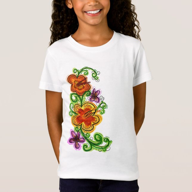 Camisa de flores para raparigas (Frente)