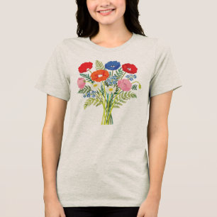 Camisa de flores silvestres rústicas Poppy e Daisy
