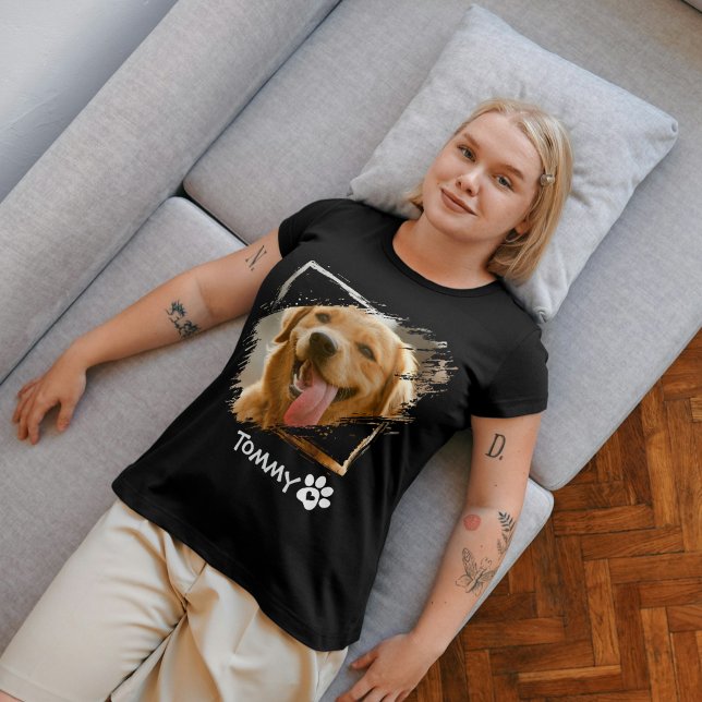 Camisa de Foto e Nome de Pet Personalizada com Typ (Custom Pet Photo & Name T-Shirt with Modern Typography)