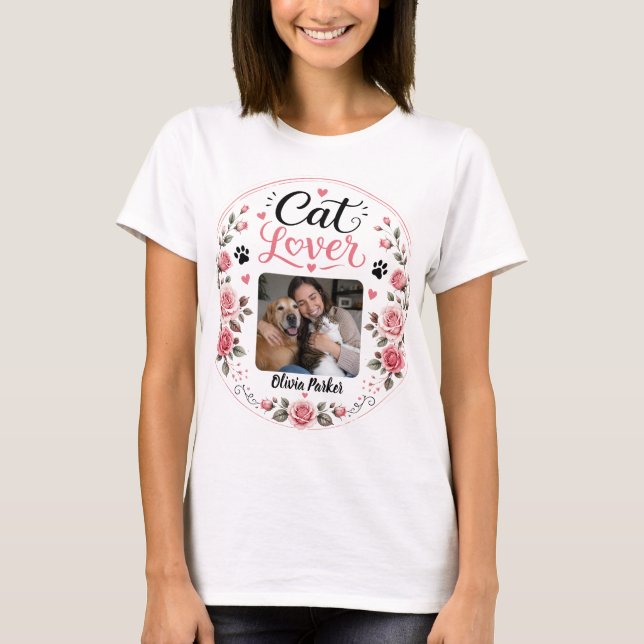 Camisa de Foto Personalizada de Mãe de Gato com No (Frente)