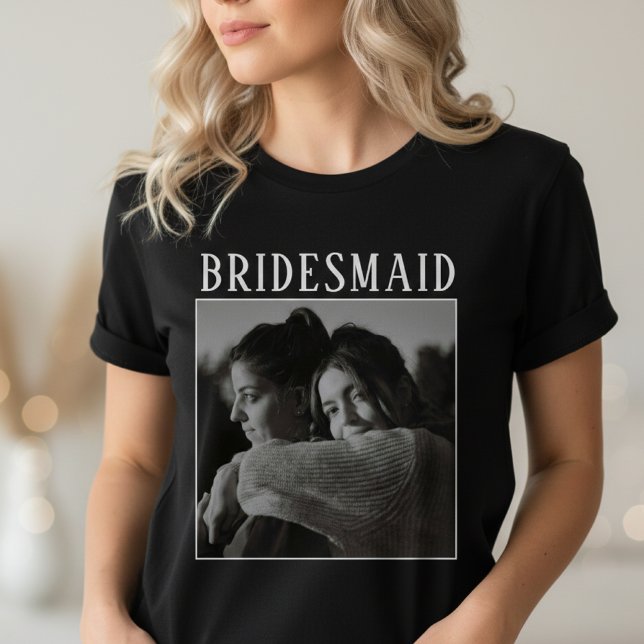 Camisa de Foto Personalizada para Damas de Honra e (Custom Bridesmaid T-Shirt – Personalized Photo Bachelorette Party Gift for Team Bride)
