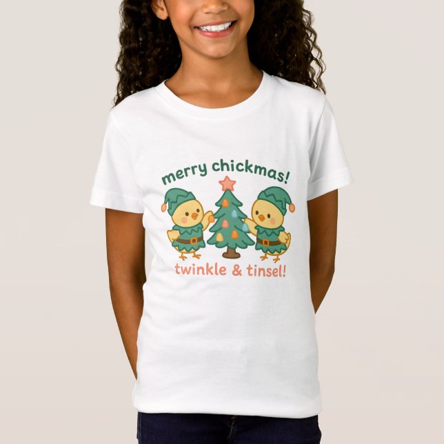 Camisa de Frango para Crianças Merry Chickmass |Na (Frente)