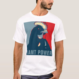 Camisa de Frango Pop de Arte Azul Vermelha com Pla