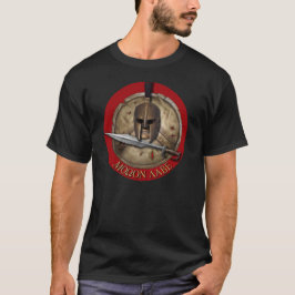 Camisa de fundo vermelho Molon Labe do Capacete Es