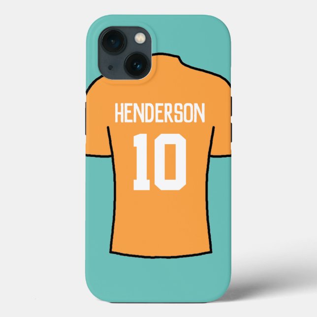 Camisa de futebol em laranja com nome e número (Verso)