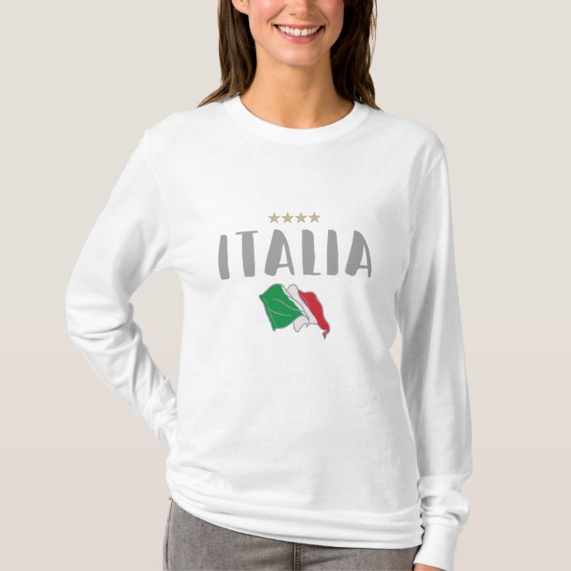 Camisa de Futebol Fã de Itália Bandeira (Frente)
