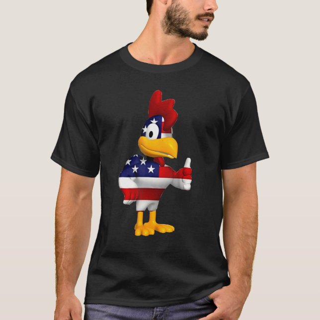 Camisa de Galo de Frango da Bandeira Americana 4 d (Frente)