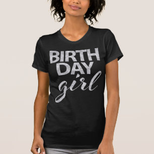 Camisa de Garota de Aniversário com Glitter Silver