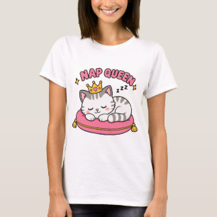 Camisa de Gata Mãe Rainha do Sono   Gato Fofo Kawa