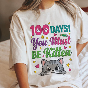Camisa de Gatinho Professor Kit de 100 Dias de Esc