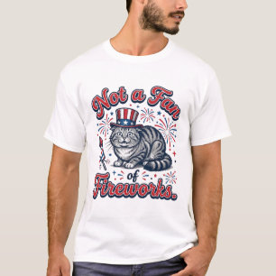Camisa de Gato Assustado Não é Fã de Fogos de Arti
