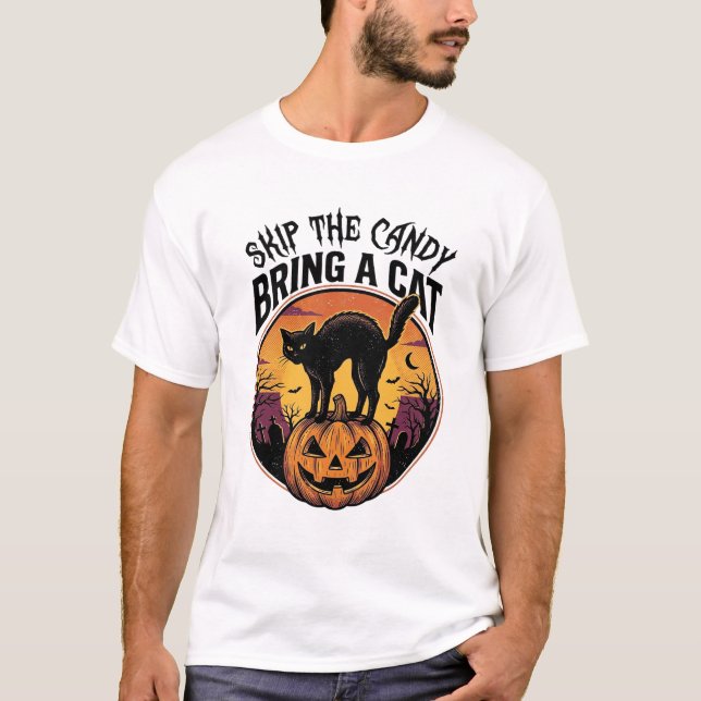 Camisa de Gato de Halloween para Presente de Amant (Frente)