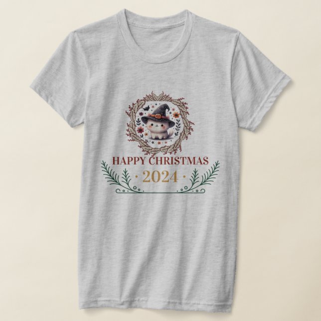 Camisa De Gato De Natal Bonito 2024 - Feriado Fest (Postura )