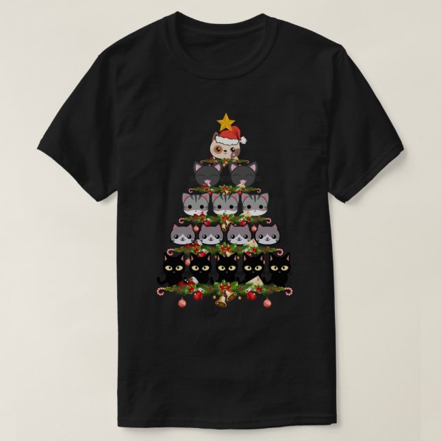 Camisa De Gato De Natal Para Homens, Árvore De Nat (Frente do Design)