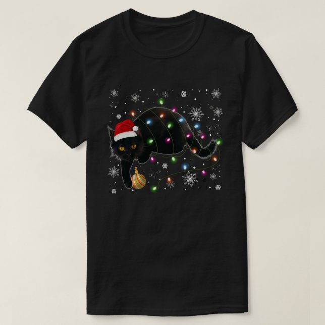 Camisa De Gato De Natal Para Homens Black Cat Nata (Frente do Design)
