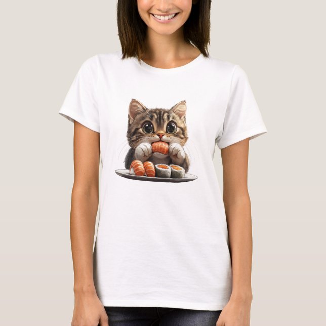 Camisa De Gato De Sushi, Camisa De Gato De Comida (Frente)