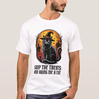 Camisa de Gato do Halloween Gravura Vintage Assust
