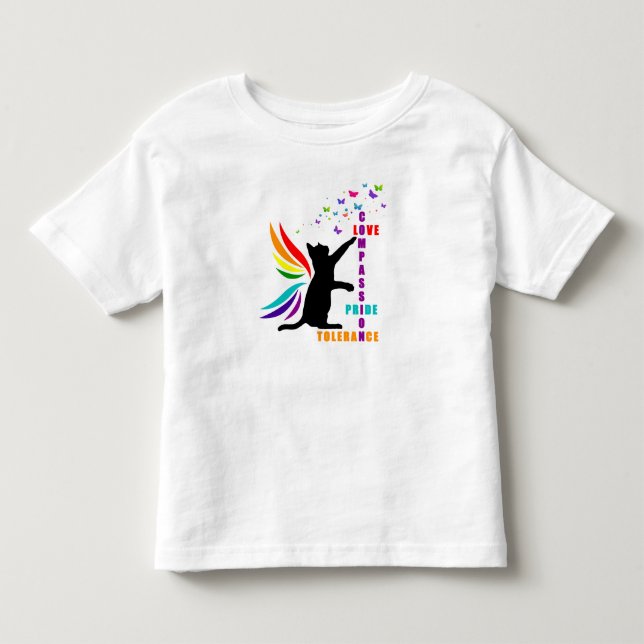 Camisa de Gato e Borboleta Orgulho Arco-Íris para  (Frente)
