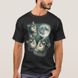 Camisa De Gato Engraçado Três Lua De Gato 3 Lobos 