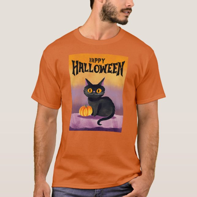 Camisa de Gato Feliz de Halloween (Frente)