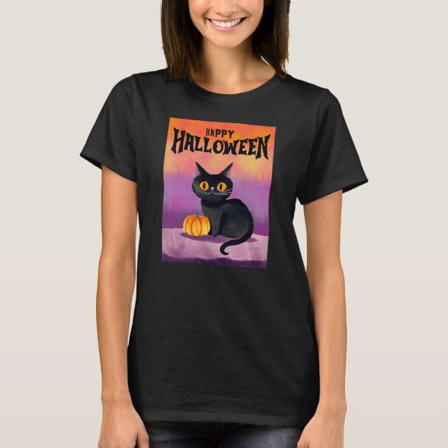 Camisa de Gato Feliz de Halloween (Frente)