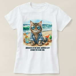 Camisa de Gato Fofo na Praia para Amantes de Gatos