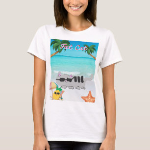 Camisa de gato gordo de verão para mulheres