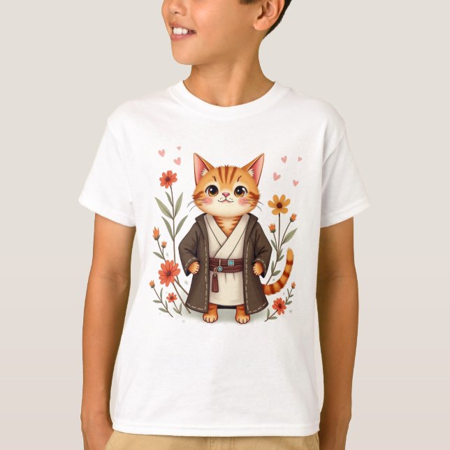 Camisa de Gato Jedi Cuta - Gatinho de Guerreiro Es (Frente)
