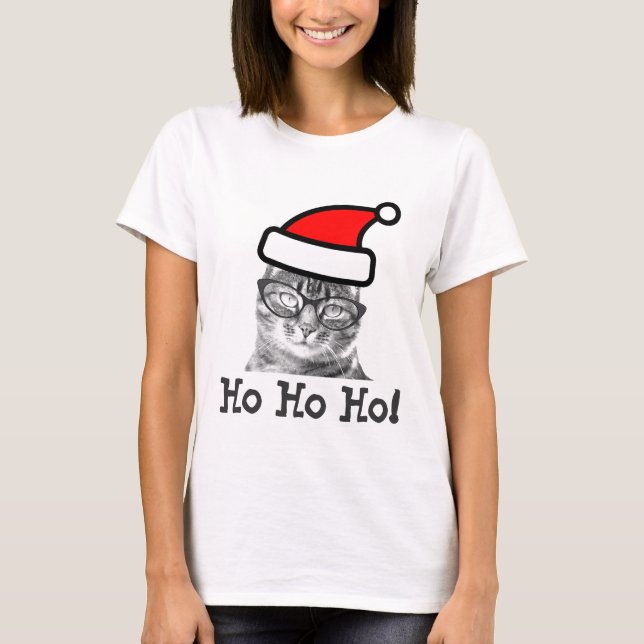 Camisa de gato natalino | Ho Ho! (Frente)
