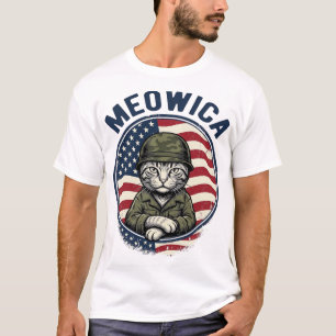 Camisa de Gato Patriótico Meowica com Gravação Vin