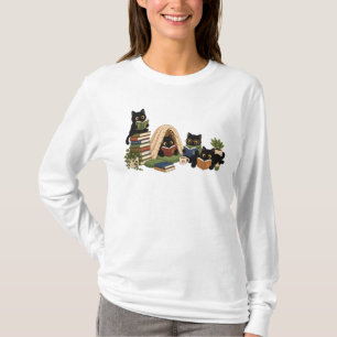 Camisa de Gato Preto Lendo, Camiseta de Gato Amant