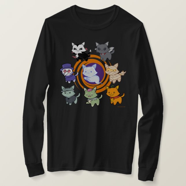 Camisa De Gatos De Halloween Fresco (Frente do Design)