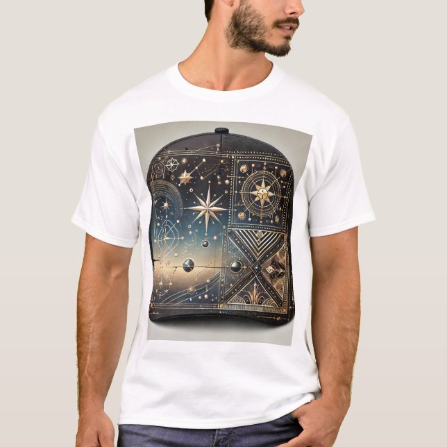 Camisa de Geometria Celestial: Design de luxo cósm (Frente)
