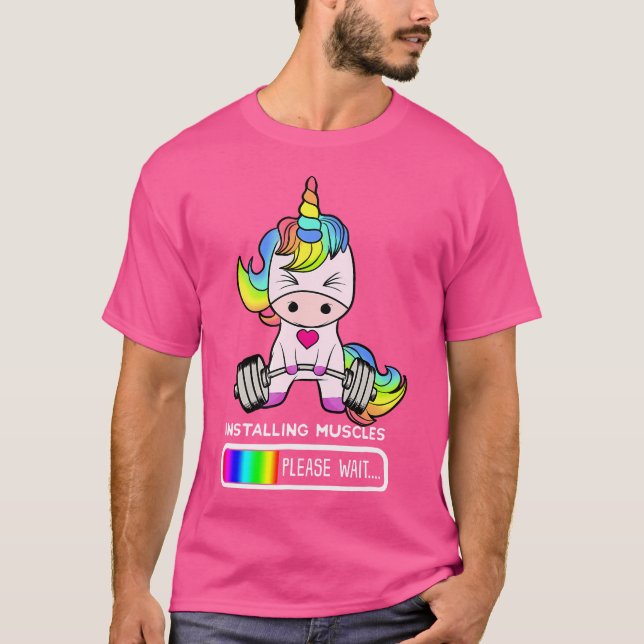 Camisa de ginástica do Unicórnio Instalando Múscul (Frente)