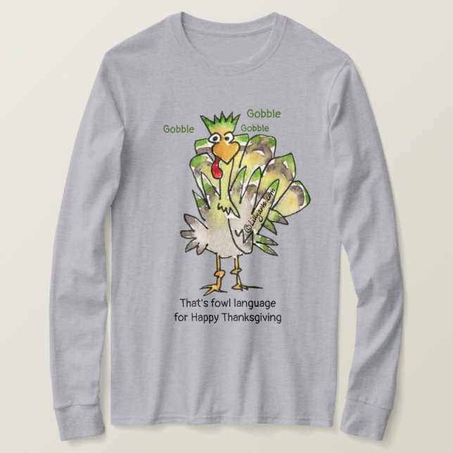 Camisa De Gobble Da Turquia Verde (Frente do Design)