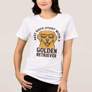 Camisa de Golden Retriever com Cachorro de Óculos