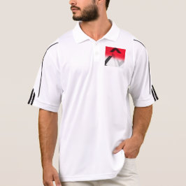 CAMISA DE GOLFE DE ABSTRATO BRANCO, VERMELHO, PRET