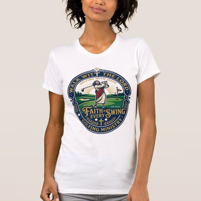 Camisa de golfe de Jesus Design baseado na fé_1 (Frente)