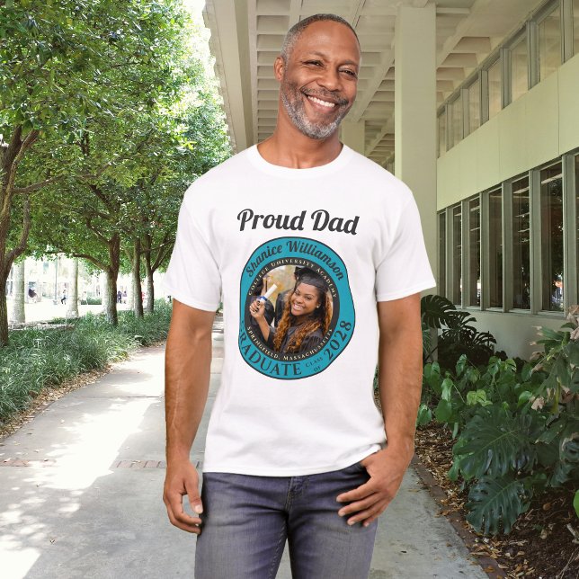Camisa de Graduação Moderna Foto Turquesa Orgulhos (Criador carregado)