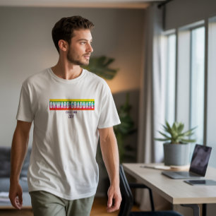 Camisa de Graduado Moderna com Arco-Íris Confiante
