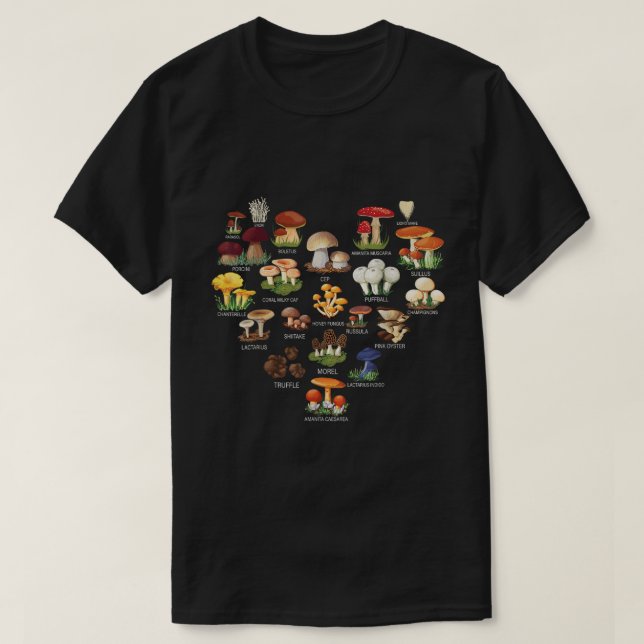 Camisa de Gráfico de Micologia de Cogumelo Amante  (Frente do Design)
